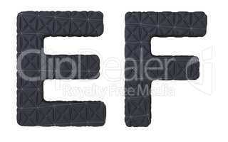 Luxury black stitched leather font E F letters