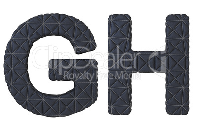 Luxury black stitched leather font G H letters