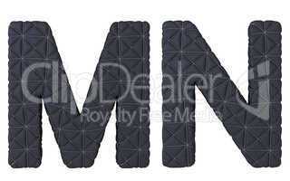 Luxury black stitched leather font M N letters