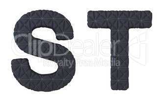 Luxury black stitched leather font S T letters
