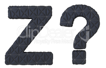Stitched leather font Z letter and query mark
