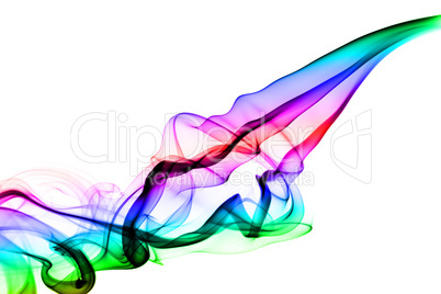 Abstract colorful smoke swirls on white