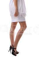 Beauty woman legs in white cloth