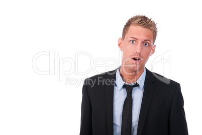 Businessman looking totally shocked