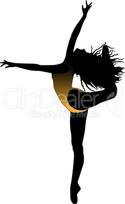 Dance girl ballet silhouettes - vector