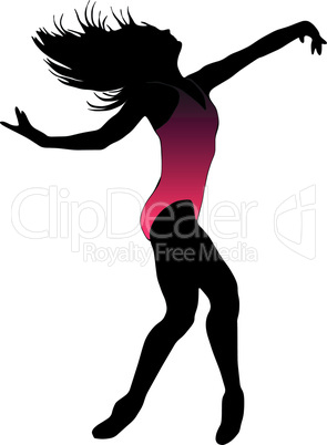 Dance girl ballet silhouettes - vector