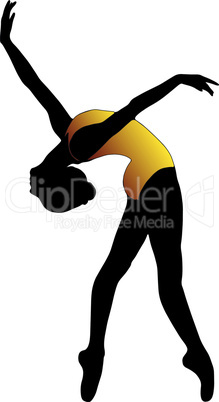 Dance girl ballet silhouettes - vector