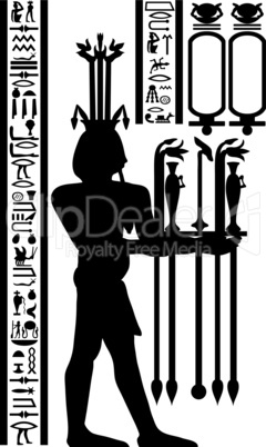 egyptian hieroglyphs and fresco
