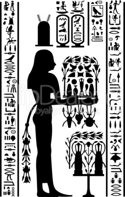 egyptian hieroglyphs and fresco