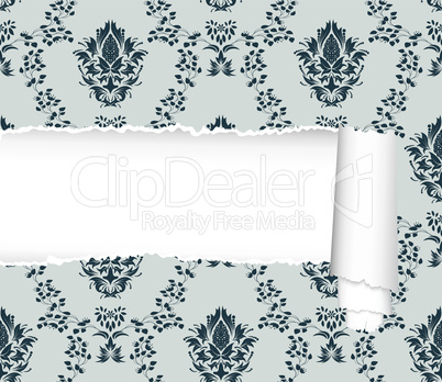seamless damask pattern with ripped copy-space