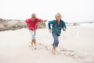 Grandfather Chasing Grandson