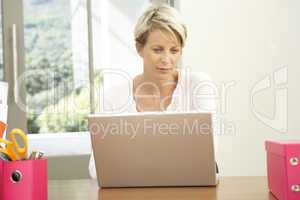 Woman Using Laptop At Home