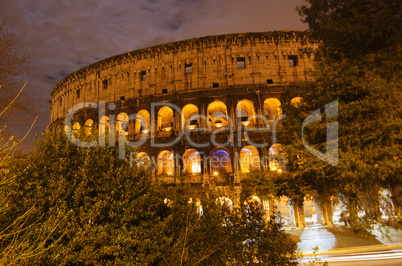 Lights of Colosseum at Night