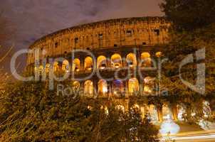 Lights of Colosseum at Night
