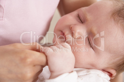 Close Up Of Baby Boy Holding Mothers Hand