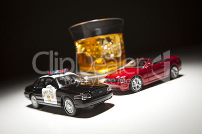 Police and Sports Car Next to Alcoholic Drink