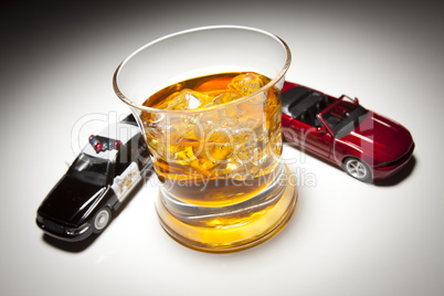 Police and Sports Car Next to Alcoholic Drink
