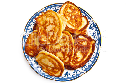 Golden pancakes on a plate