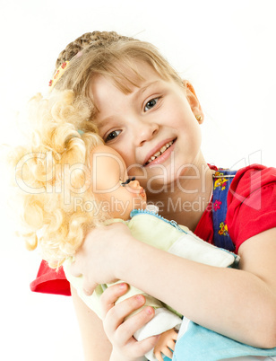 A girl with a doll