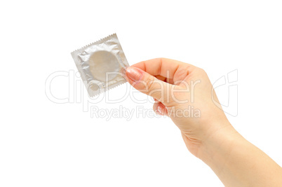 condom in female hand