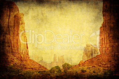 Grunge image of Monument Valley landscape