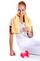 woman holding a bottle of water
