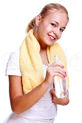 woman holding a bottle of water woman holding a bottle of water