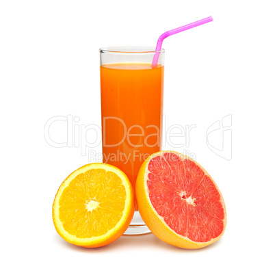 Glass with juice and fruit