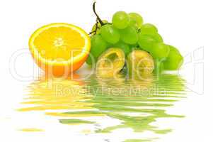Fresh fruit reflected in water