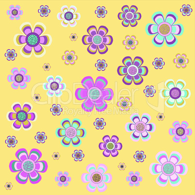 Set of flowers in different shapes, color