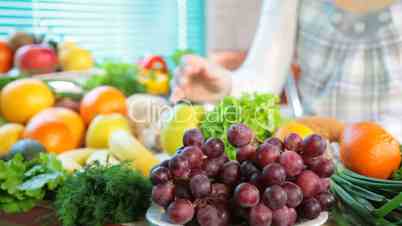 Fruits and vegetables in kitchen