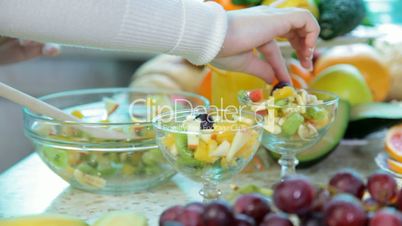preparing fruit salad