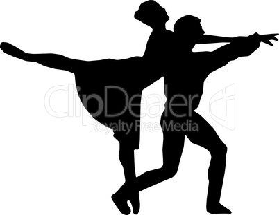 Ballet dance girl and boy silhouettes vector