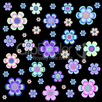 Set of flowers in different shapes, color.