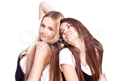 two beautiful women in a suit