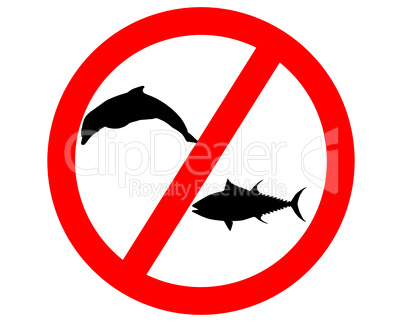 Verboten Thunfisch Delfinfang