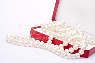 pearls in a red box