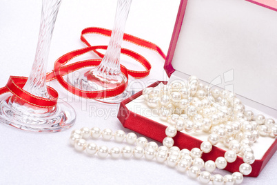 pearls in a red box