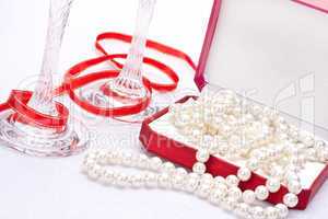 pearls in a red box