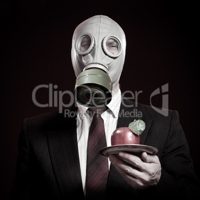 person in a gas mask