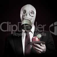 person in a gas mask