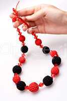 necklace of beads knitted