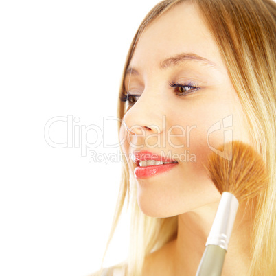 girl on a white background. Make-up.