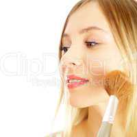 girl on a white background. Make-up.
