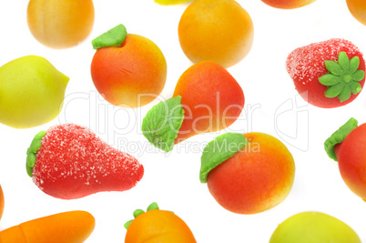 Sweets marzipan. In the form of fruit