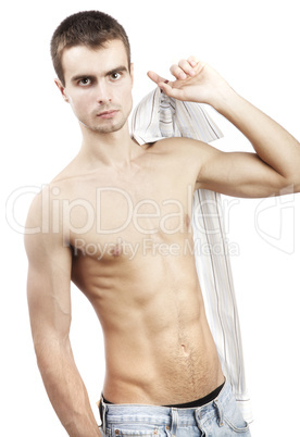 young man on a white background