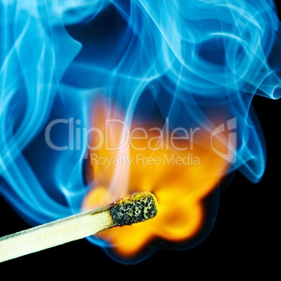 Match flame and smoke