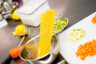 italian spaghetti pasta on kitchen