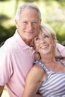 Senior couple relaxing together in park