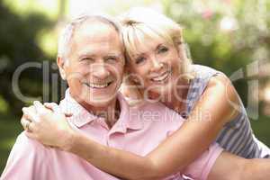 Senior couple relaxing together in park